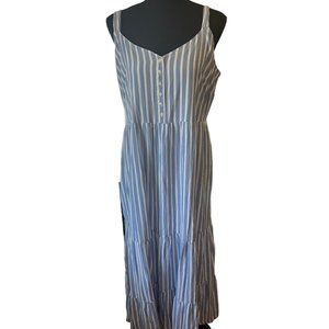 Old Navy Womens Maxi Dress Sleeveless Fit and Flare Blue Stripes 1X